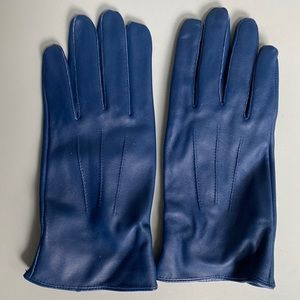 Blue Leather Gloves
